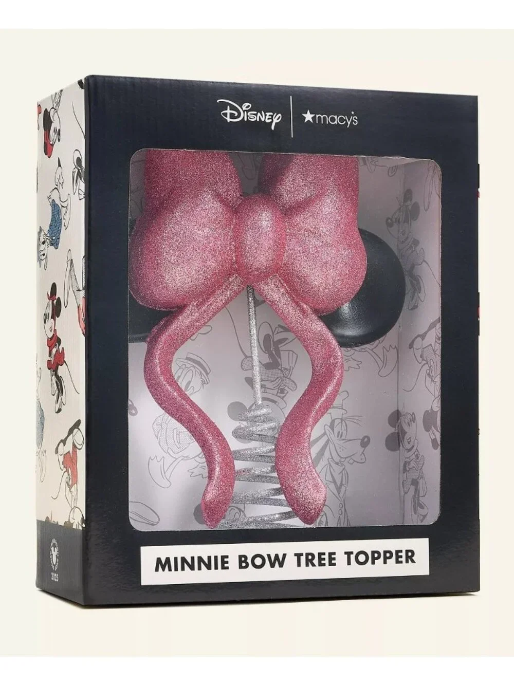Disney Minnie Mouse Bow Christmas Tree Topper Pink Black Plastic, metal